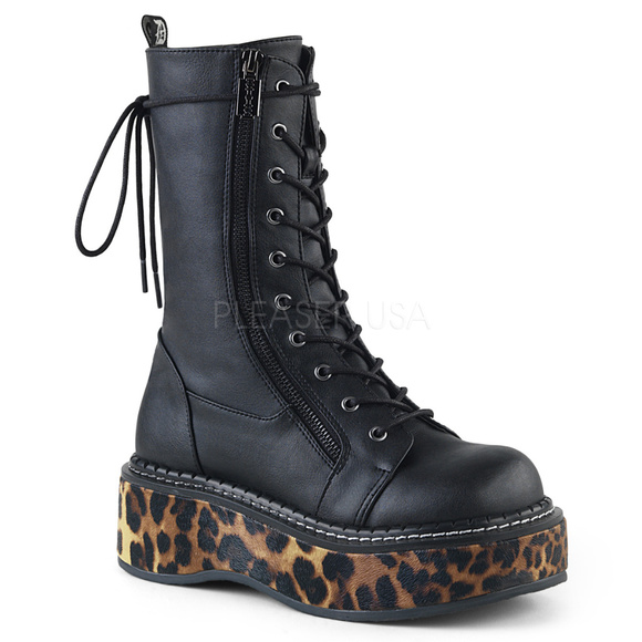 Shoes - Gothic Leopard Platform Lace Up Boots